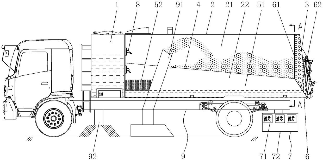 Sewage circulating device of washing and cleaning vehicle and sewage treatment method thereof