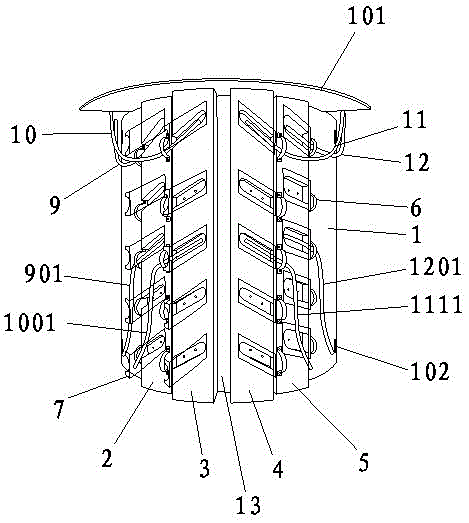 Three-phase four-wire household line device on low-voltage line pole