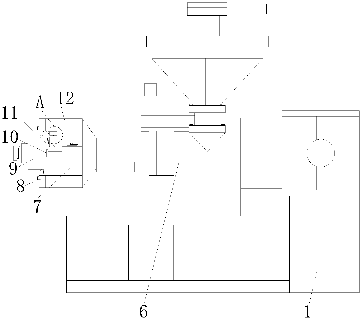 Extrusion head protection mechanism of extruder for plastic production