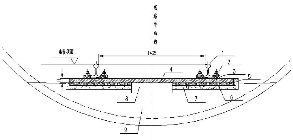 Rubber cast iron sleeper plate type vibration reduction system