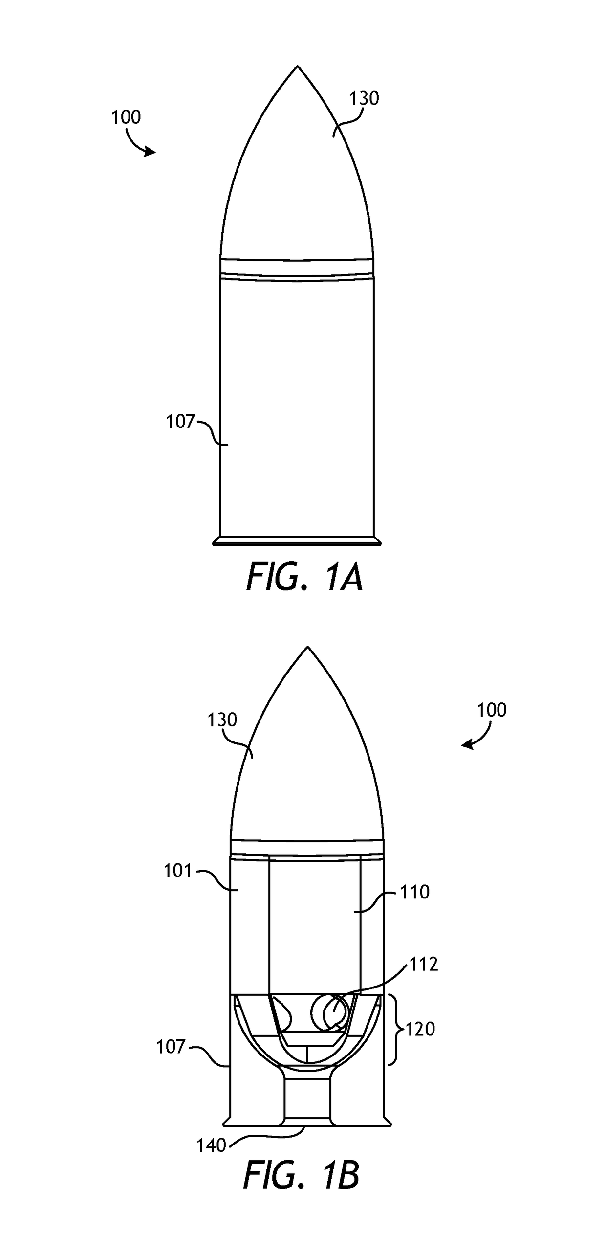 Self contained internal chamber for a projectile