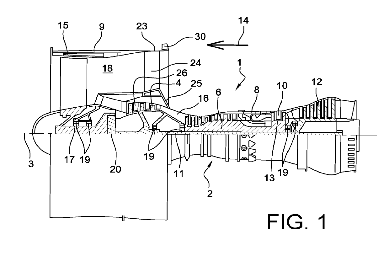 Outlet guide vane for turbomachine, made from several parts assembled together by attachment means outside the flow stream