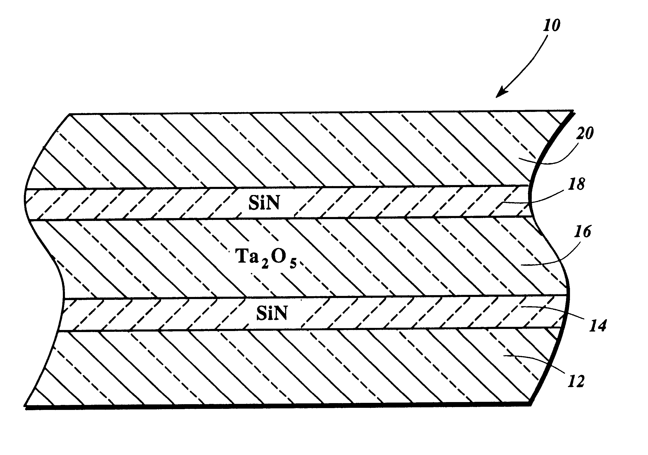 Silicon nitride barrier for capacitance maximization of tantalum oxide capacitor