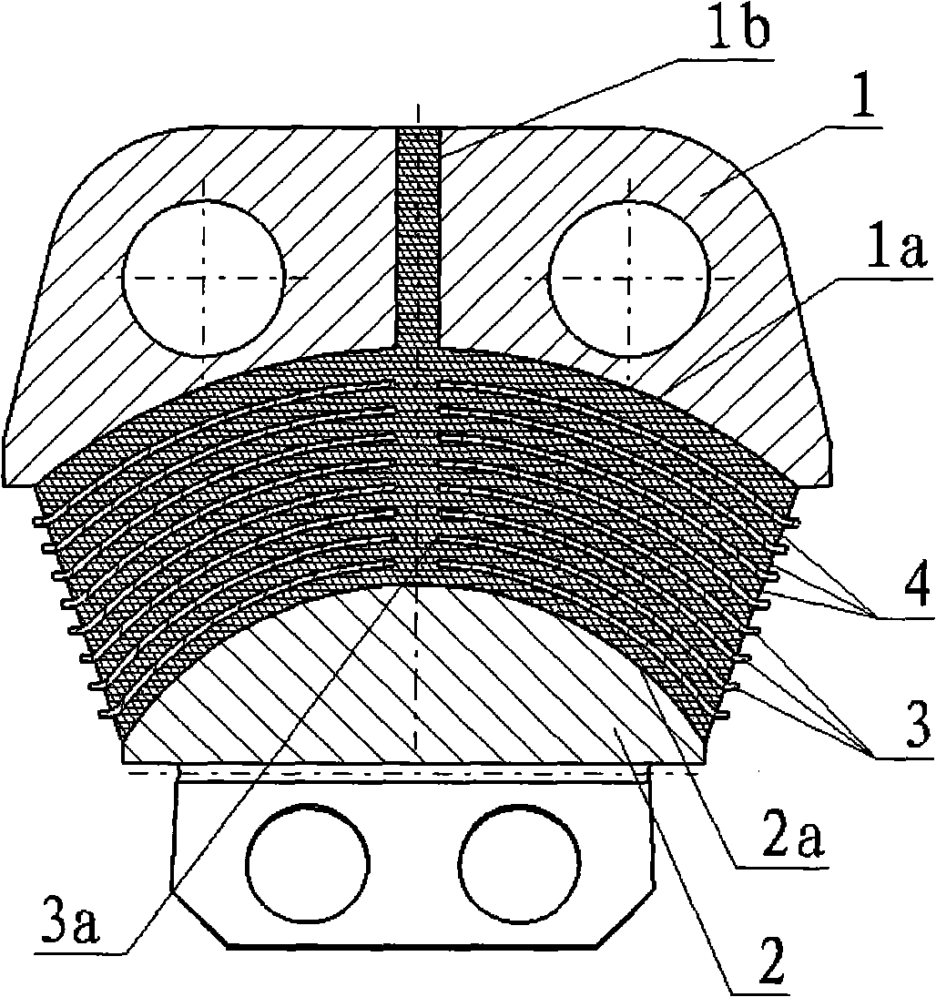 Spherical elastic bearing and injecting method in forming process of spherical elastic bearing