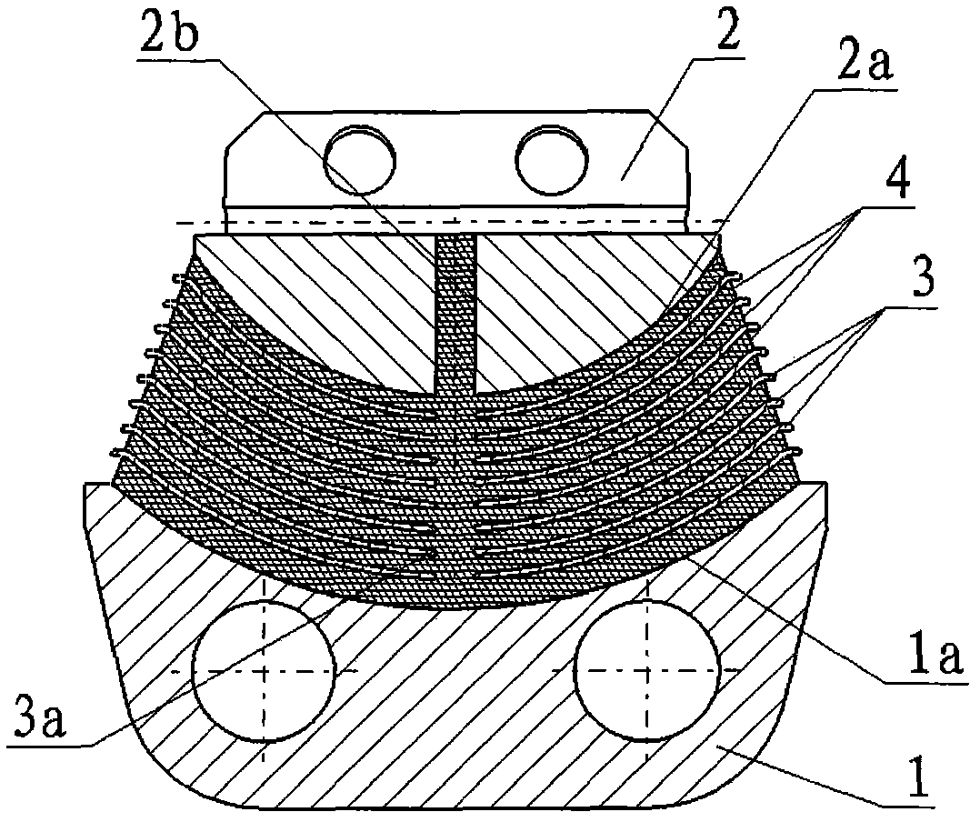 Spherical elastic bearing and injecting method in forming process of spherical elastic bearing