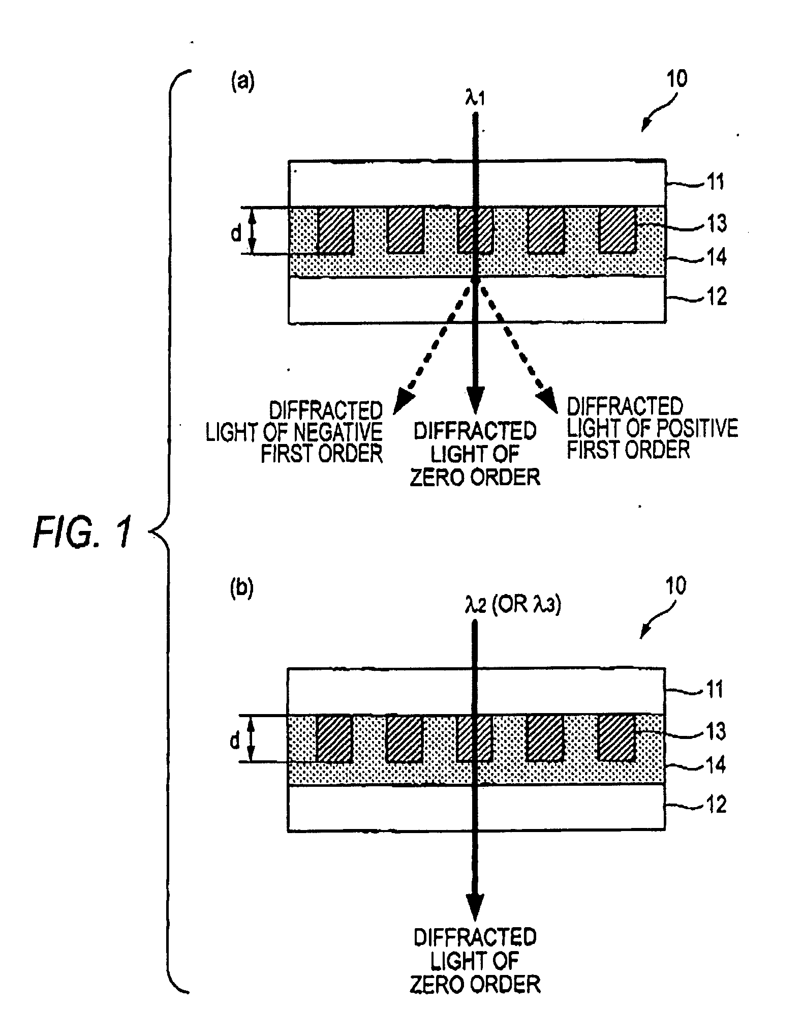 Wavelength-selective diffraction element and optical head device incorporating the same