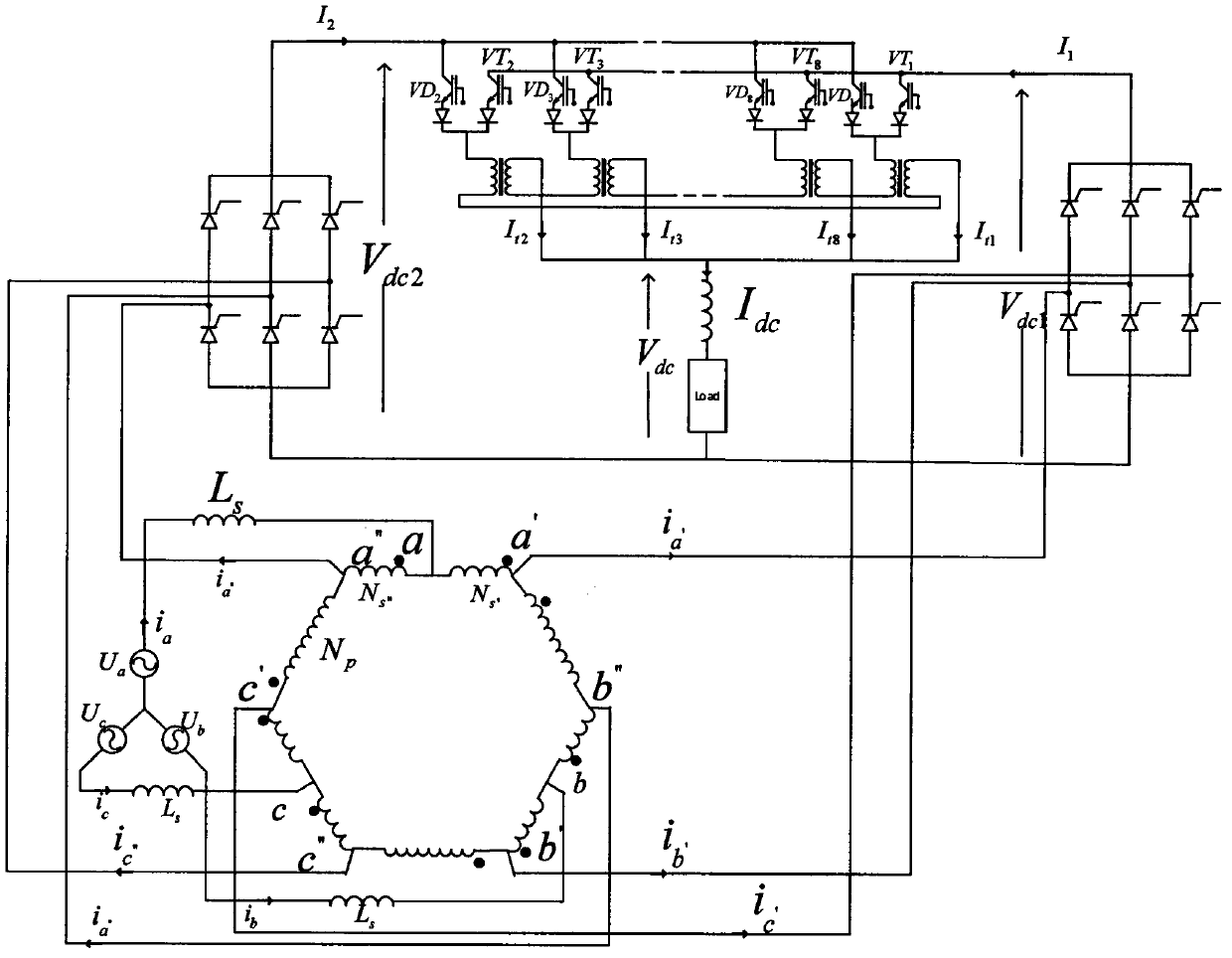 Reactive power control method and device for a four-quadrant current source converter