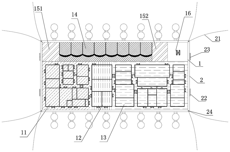 Floating structure, large-scale offshore floating energy station and mounting method of large-scale offshore floating energy station