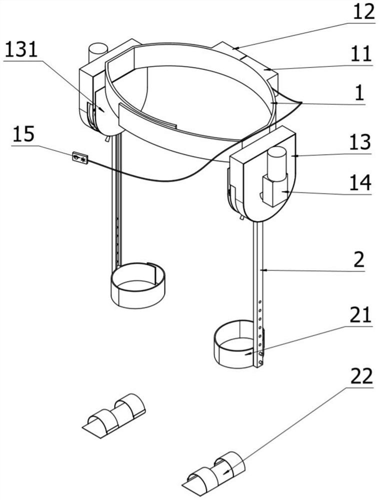 Auxiliary walking device based on hybrid drive of worm gear reducer motor and energy storage spring