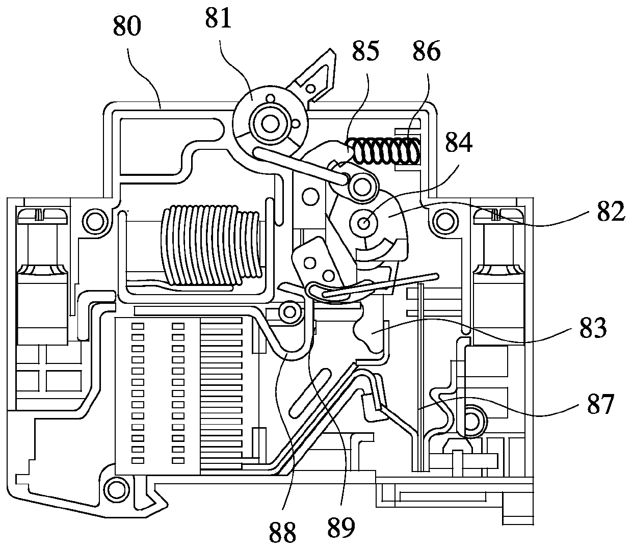 Miniature circuit breaker with on-off and tripping display functions