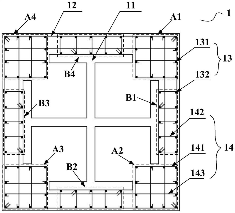 Cross-shaped steel concrete column stirrup constraint structure and manufacturing method