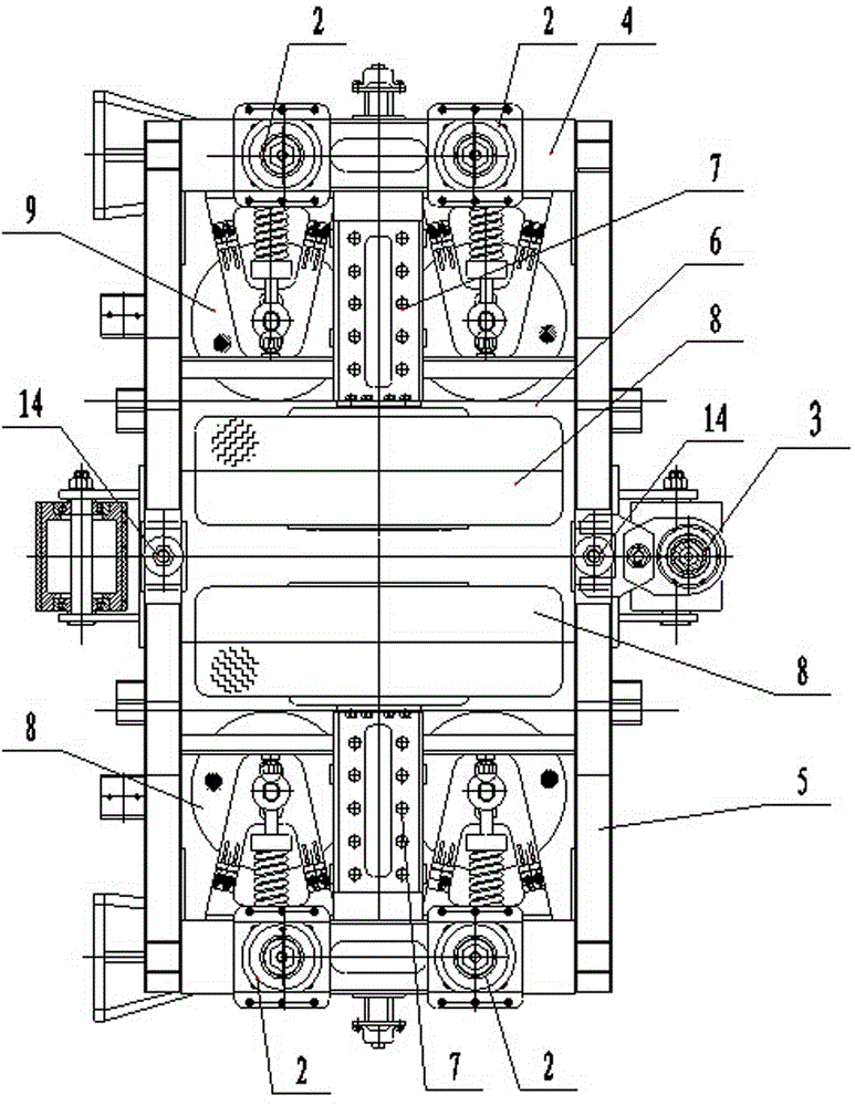 Straddle type monorail operation vehicle with structure comprising two pairs of wheels