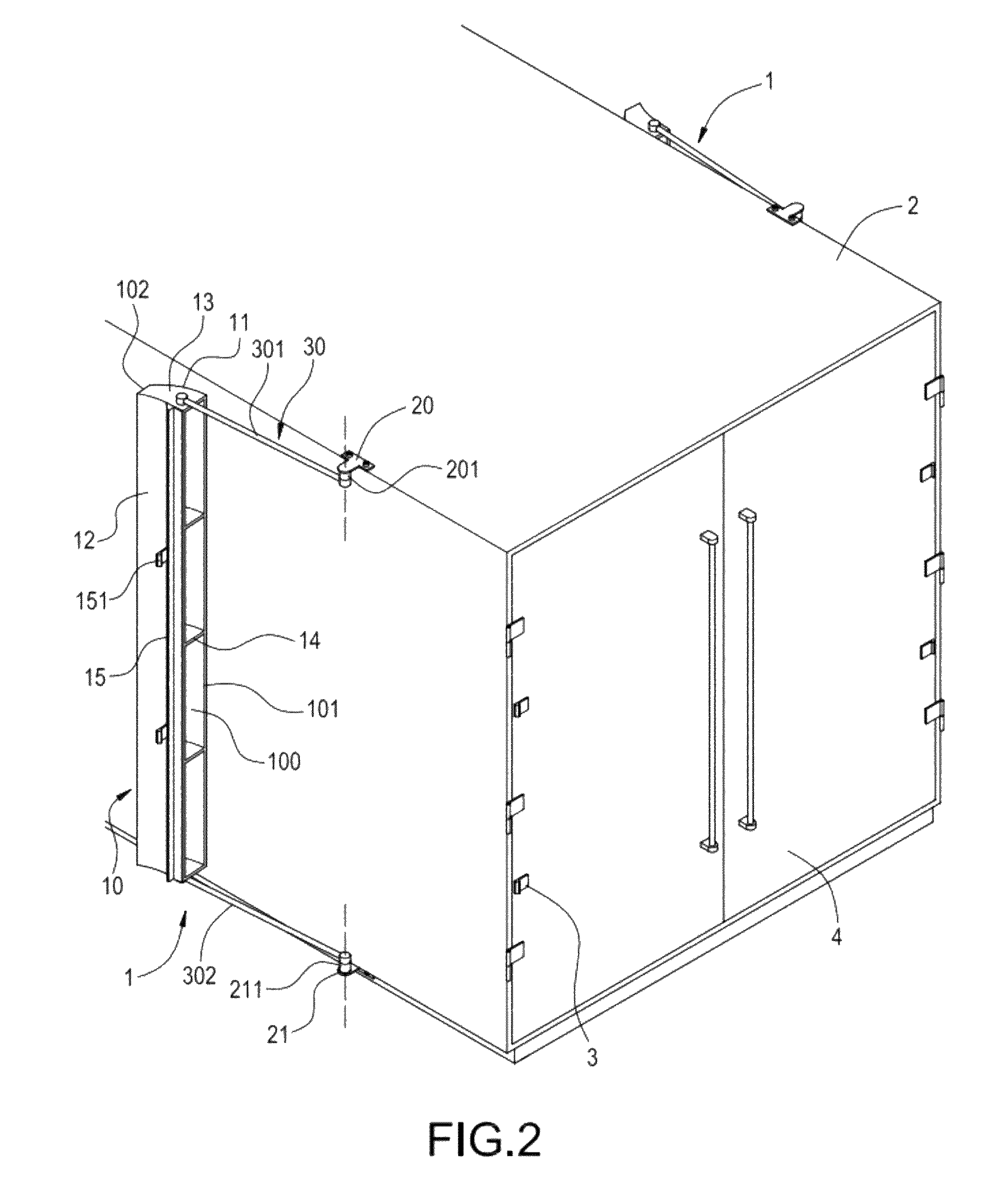 Rotationally supporting structure of vehicle's drag-reducing apparatus