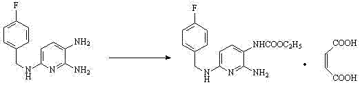 Synthetic method of flupirtine maleate A-type crystal compound and midbody