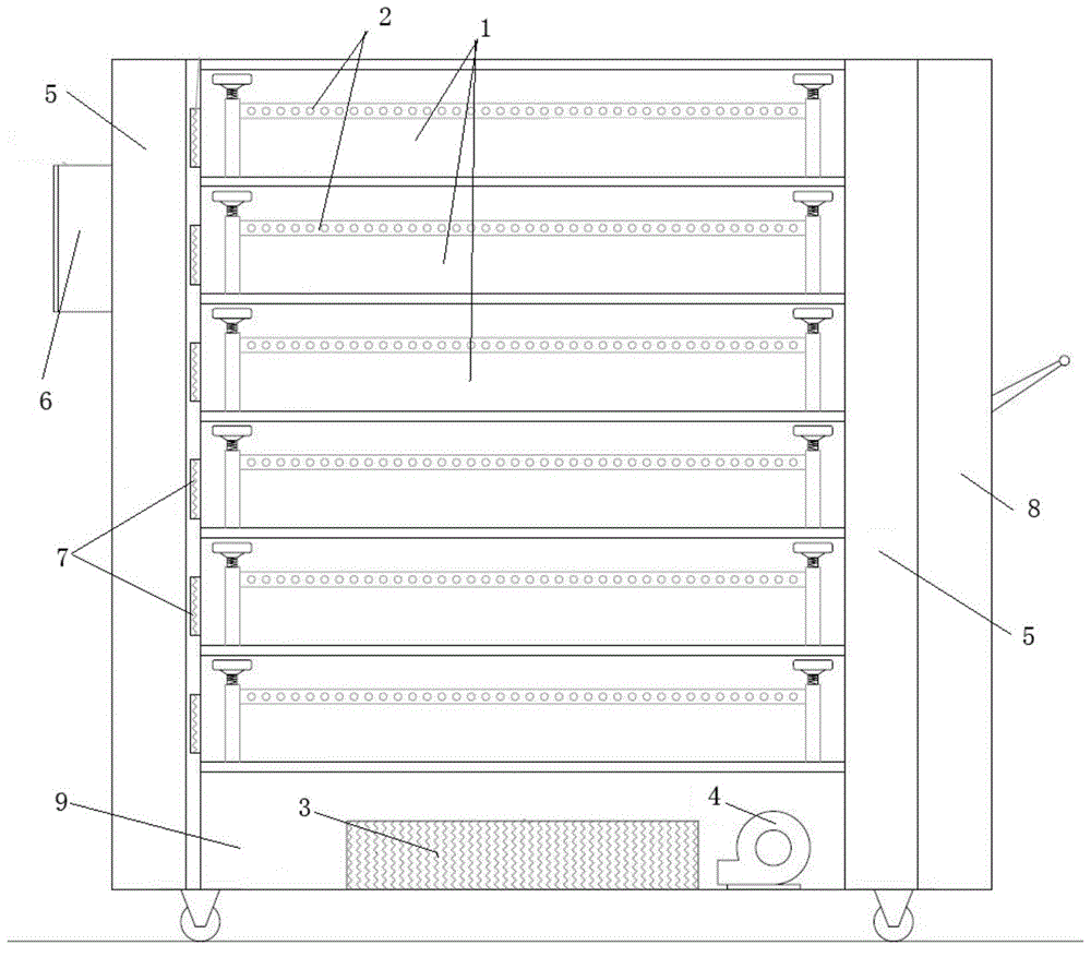 Aging trolley for delivery power source aging tests of PCBs