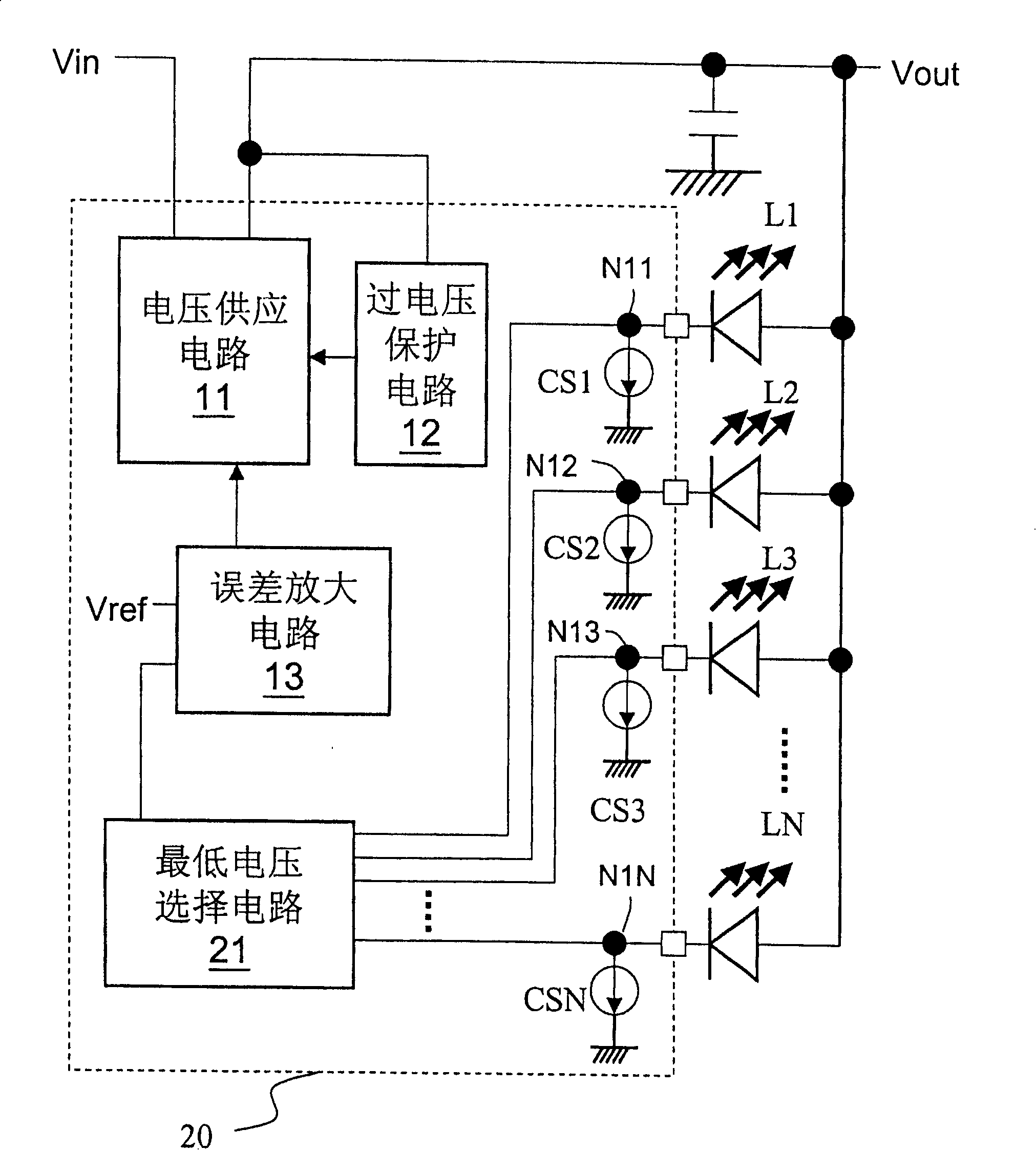 Backlight control circuit capable of automatically adjusting voltage and control method for luminous element