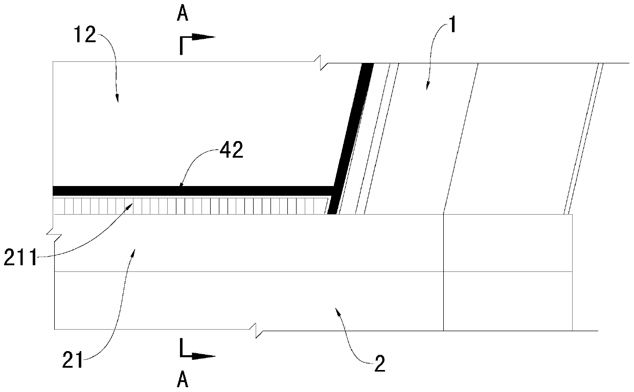 Anti-settlement structure connecting spillway and panel dam