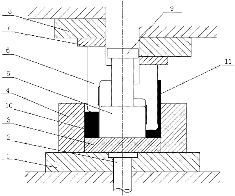 Die used for forming hollow work pieces through backward extrusion of hollow blanks