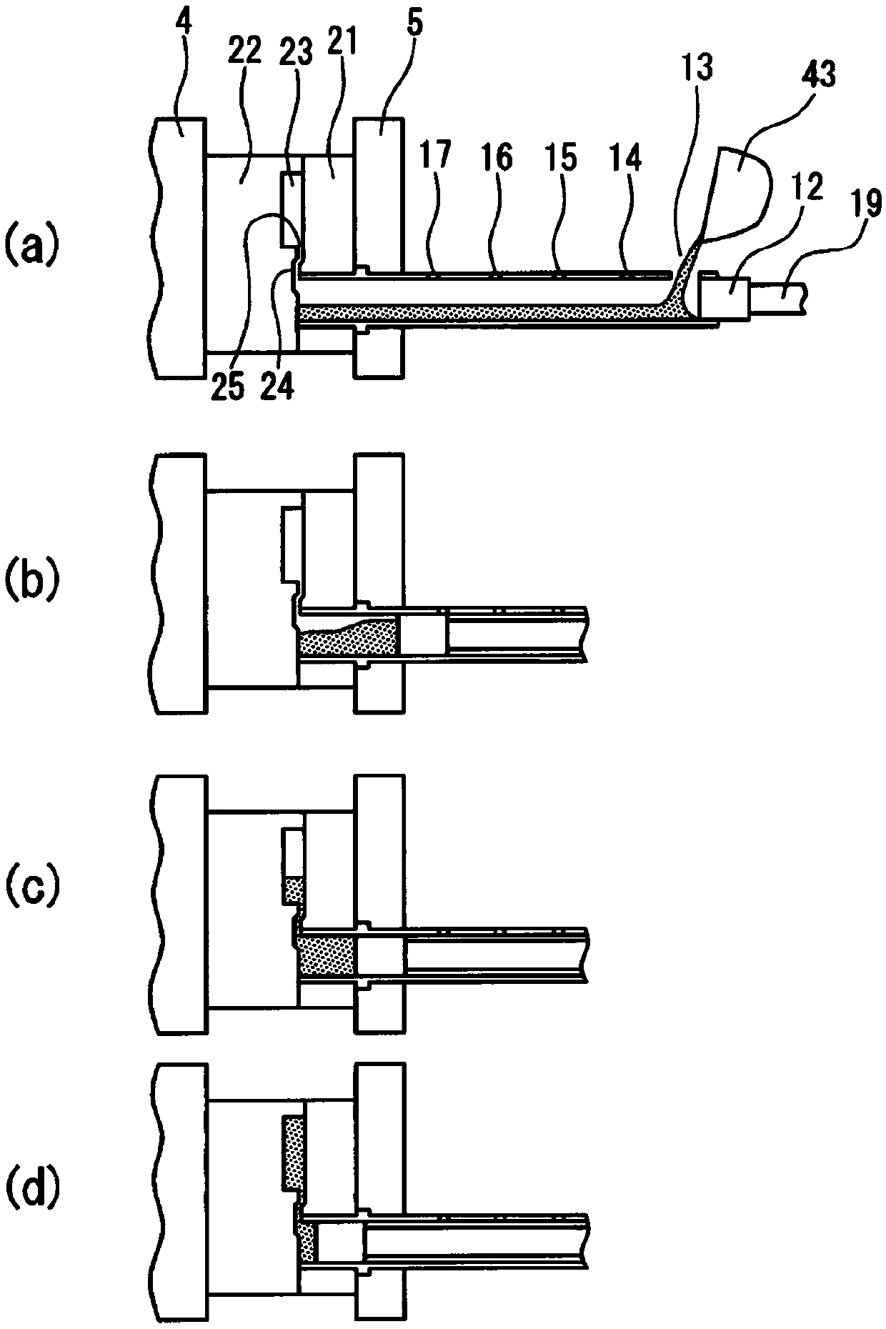 Injection device for casting device and casting method