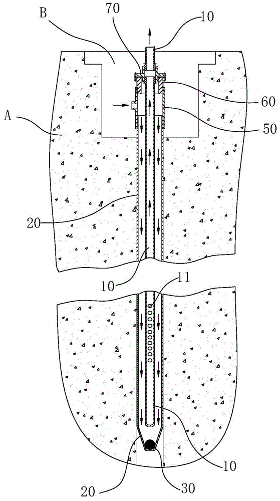 Ground temperature energy heat exchanger and mounting method thereof