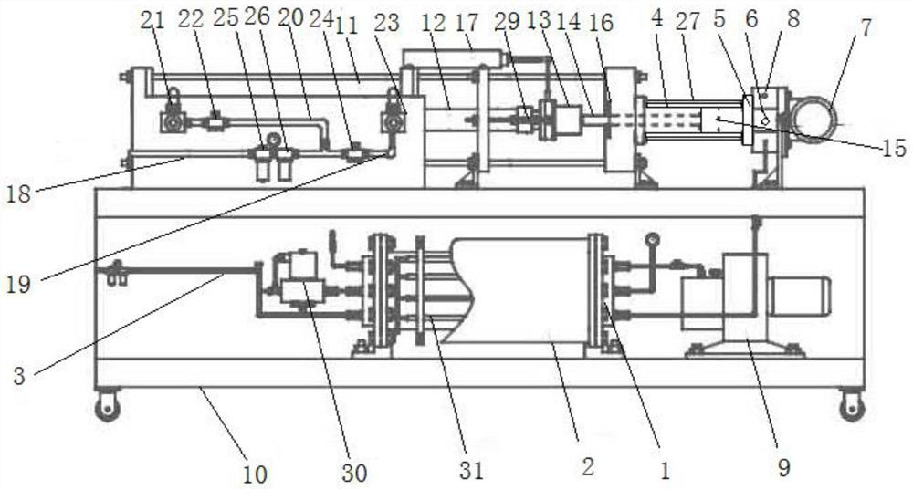 Rapid compressor simulation experiment device for studying combustion process of internal combustion engine