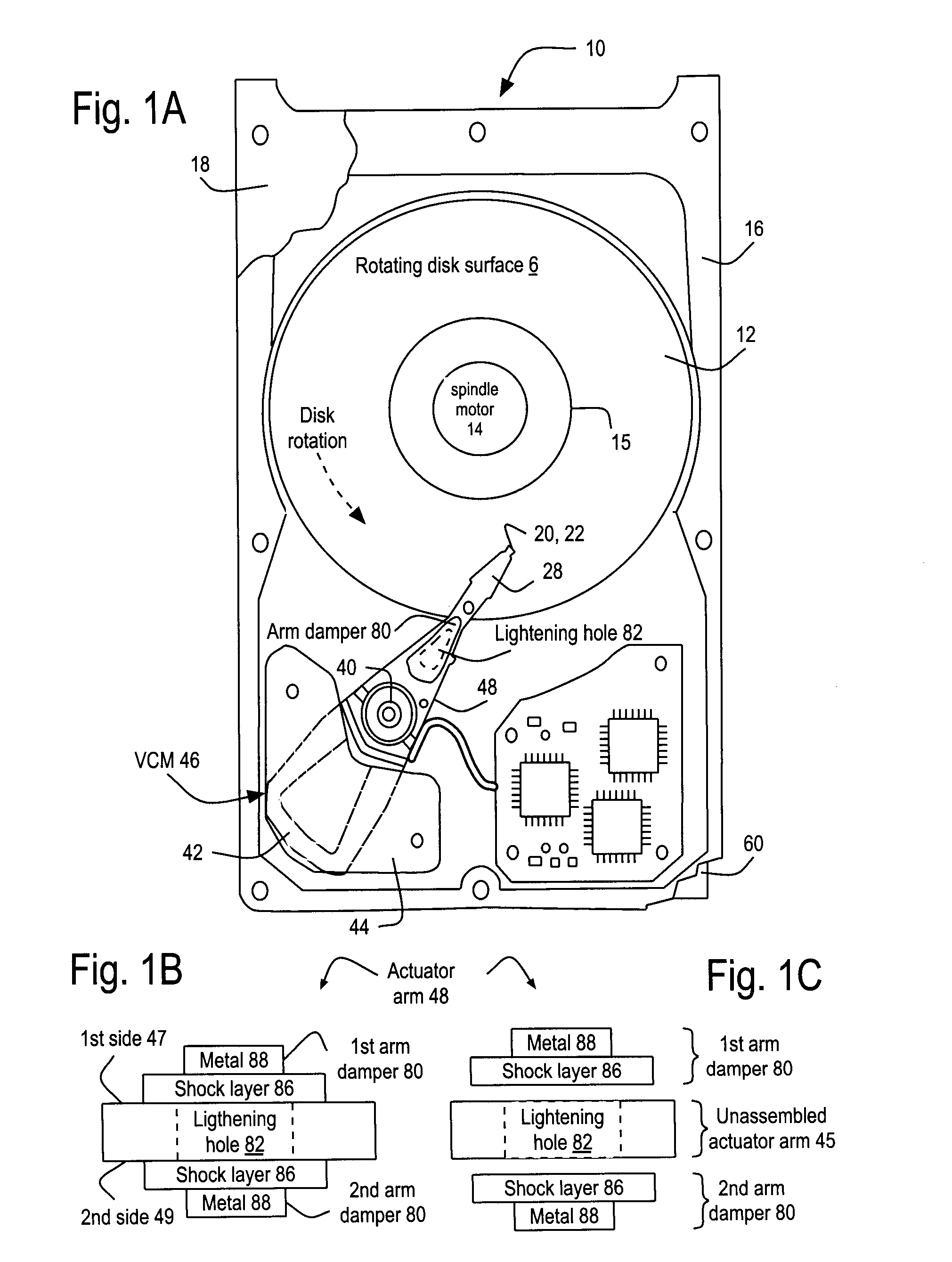 Method and apparatus for at least one actuator arm damper covering at least one lightening hole in a hard disk drive to reduce track mis-registration (TMR)