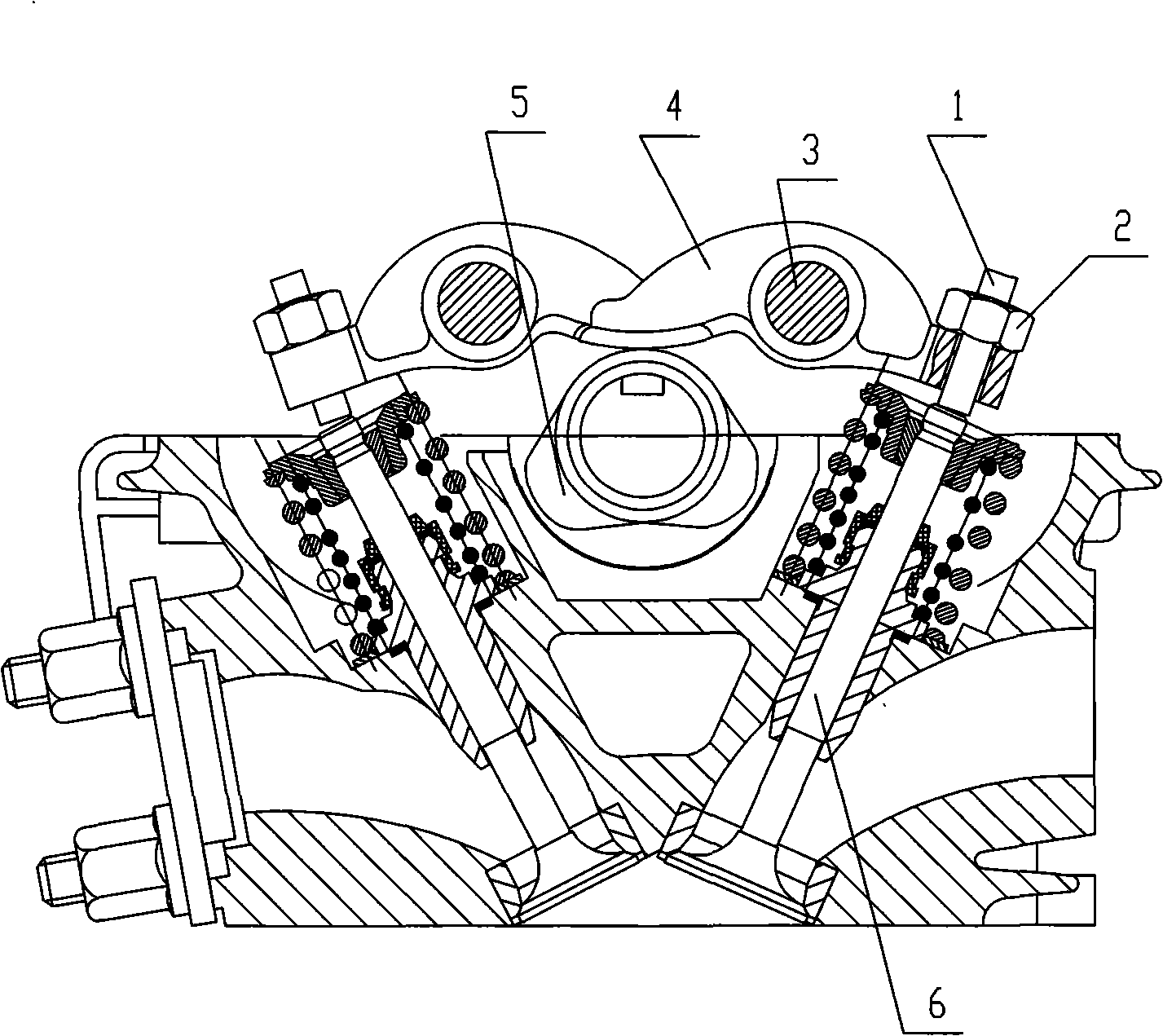 Four-air valve motorcycle engine valve clearance adjustment structure