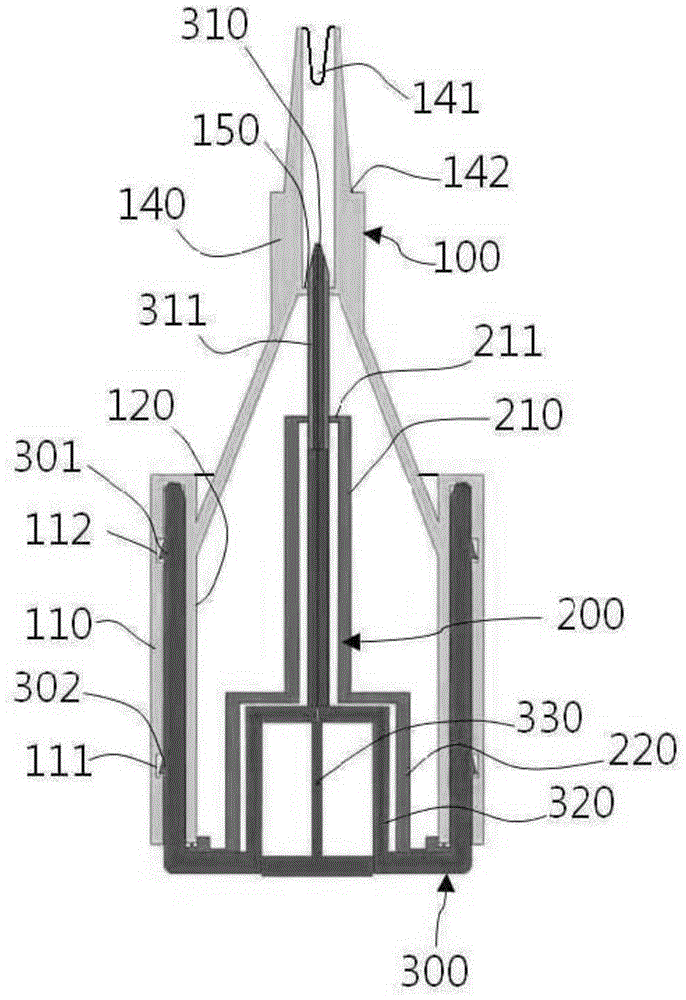 Airtight pressure type injector for trunks