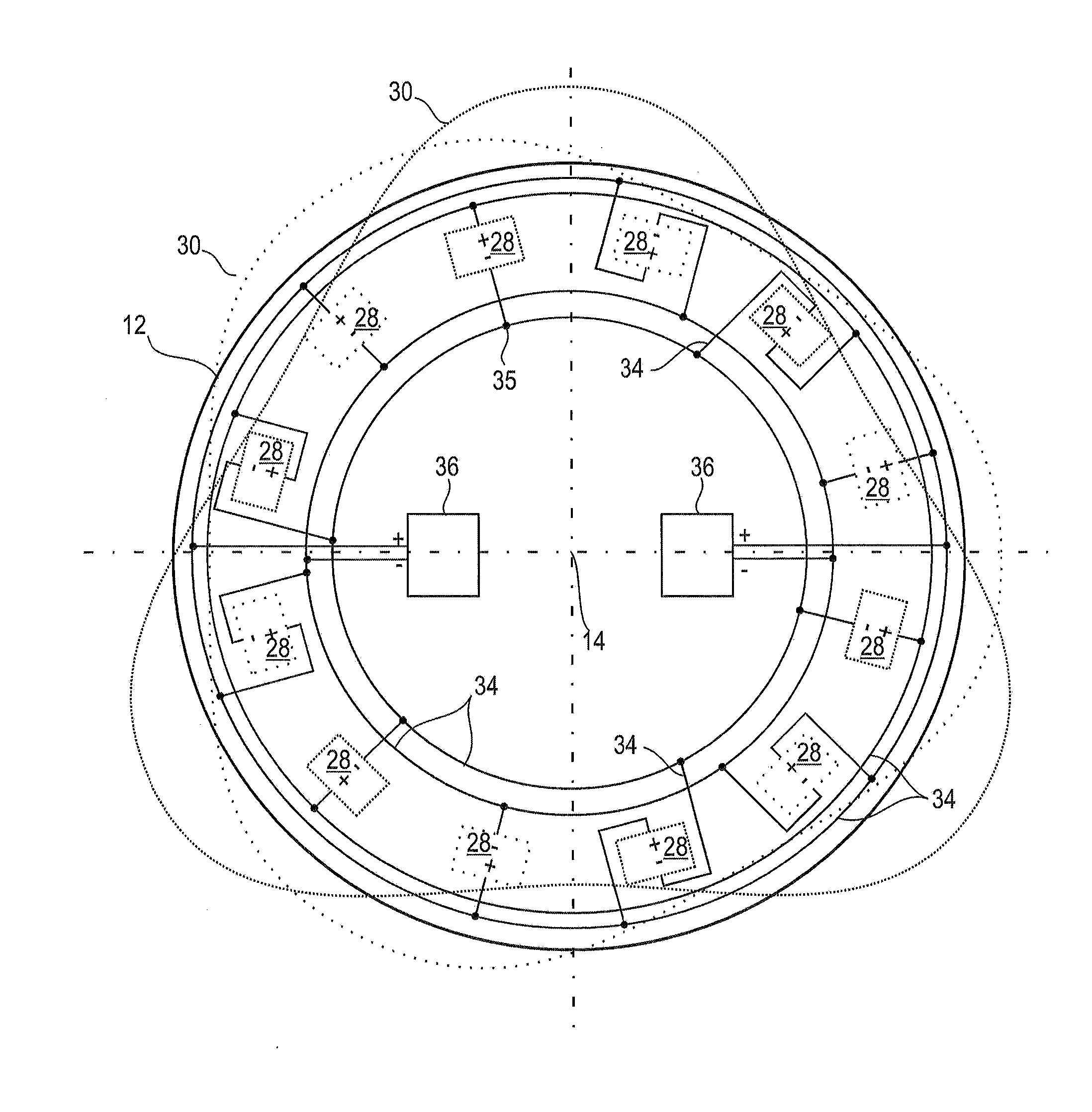 Piezoelectric Damper System for an Axial Turbomachine Rotor