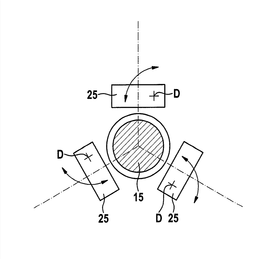 Device for guiding a rod, measuring assembly with same and rod production machine with rod guiding device and/or measuring assembly