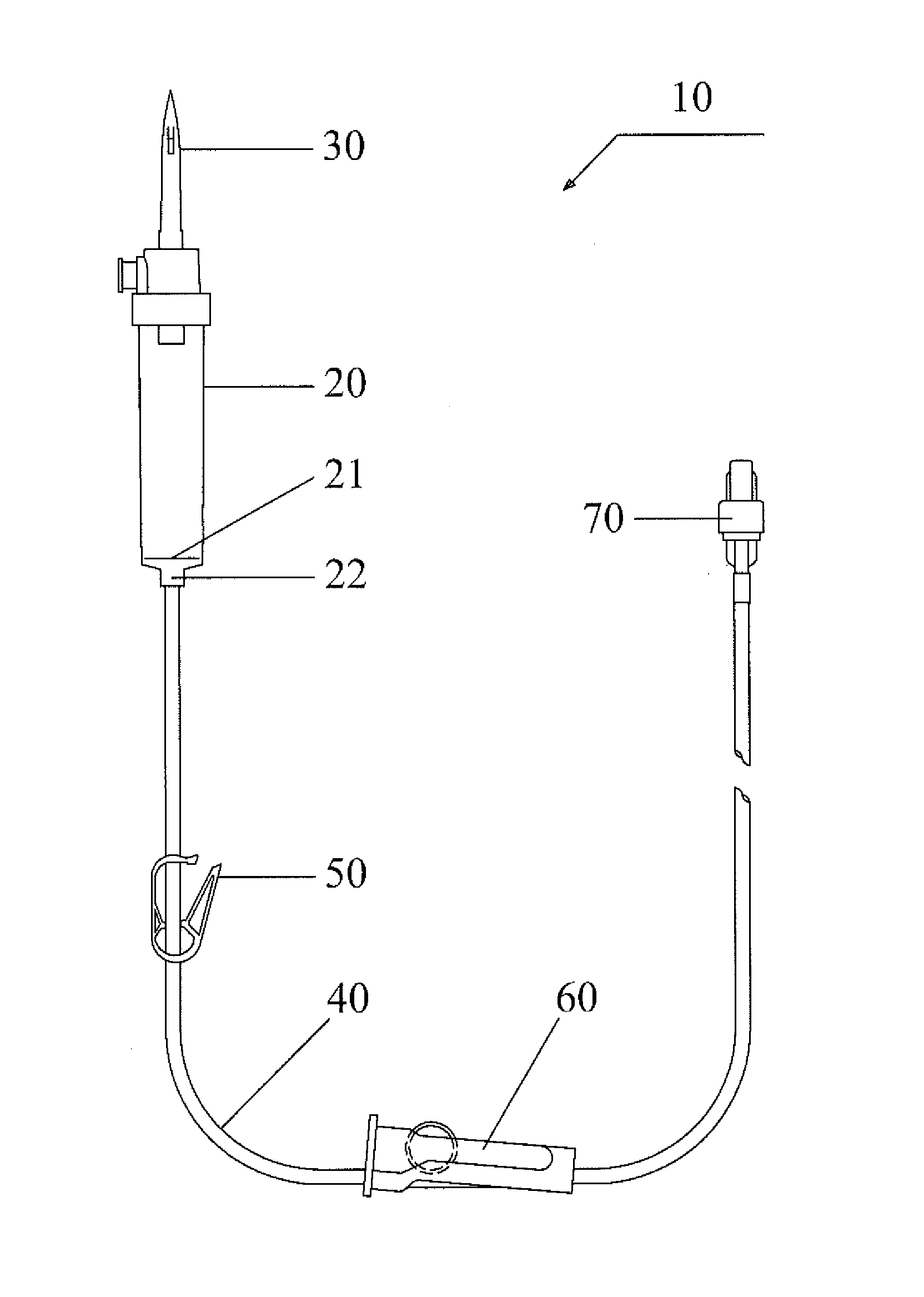 Infusion set that prevents air entry into infusion tubing