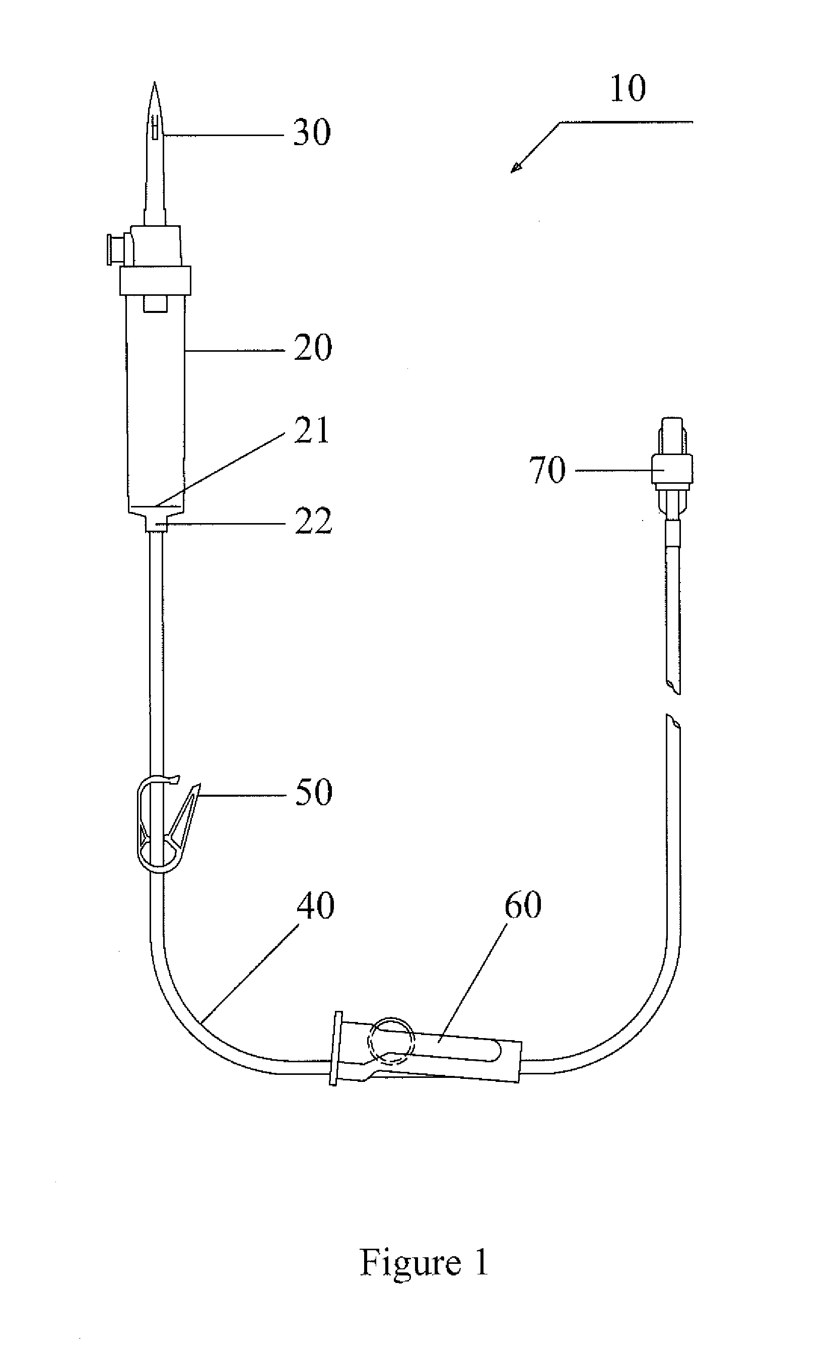 Infusion set that prevents air entry into infusion tubing