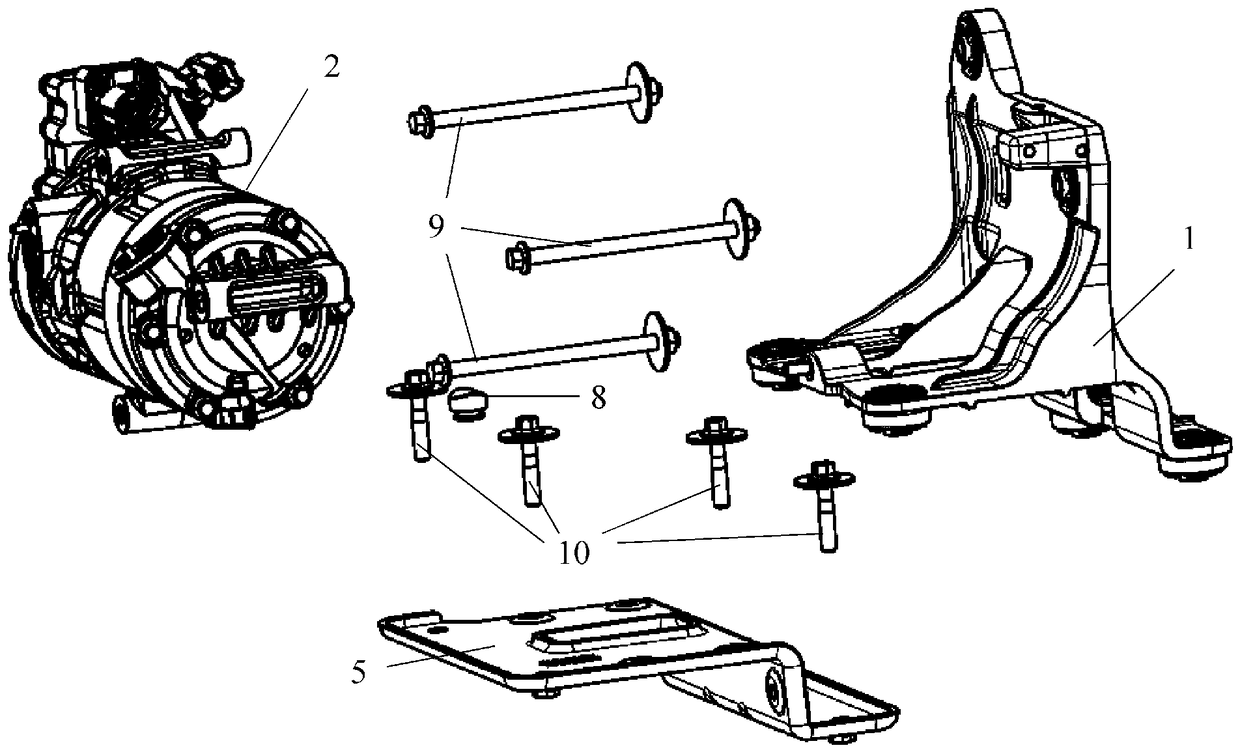 Compressor mounting structure and automobile
