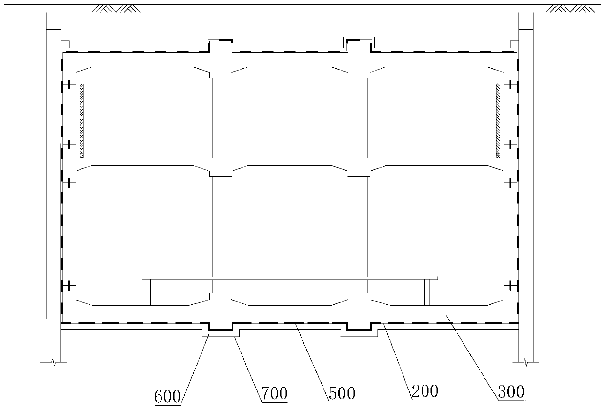 Waterproof structure of structure bottom plate and construction method