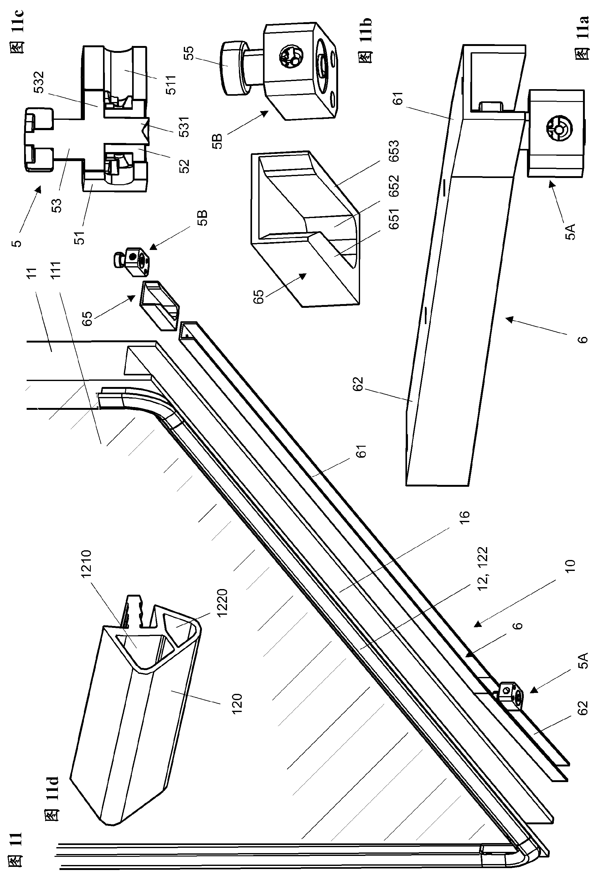 Guiding device, carriage and running rail