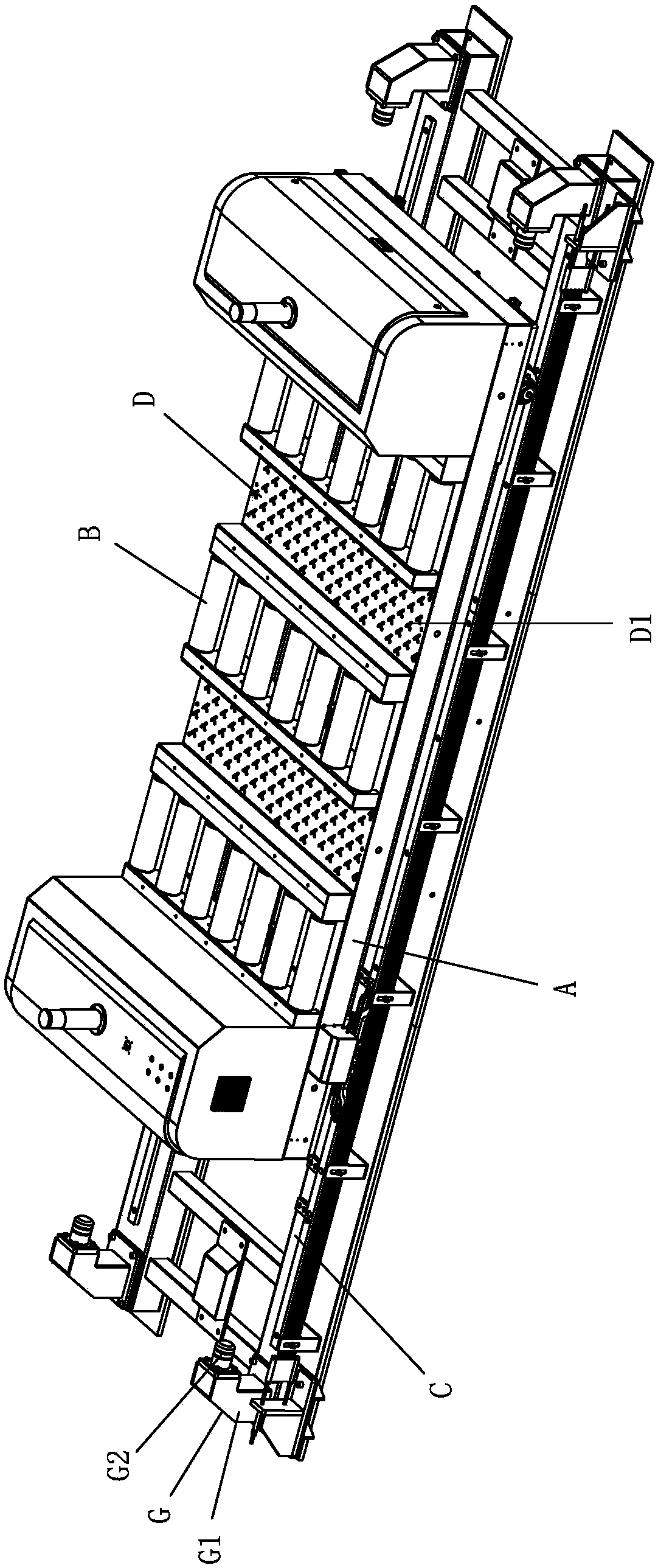 Rail guided vehicle with fork-position transverse transmission function