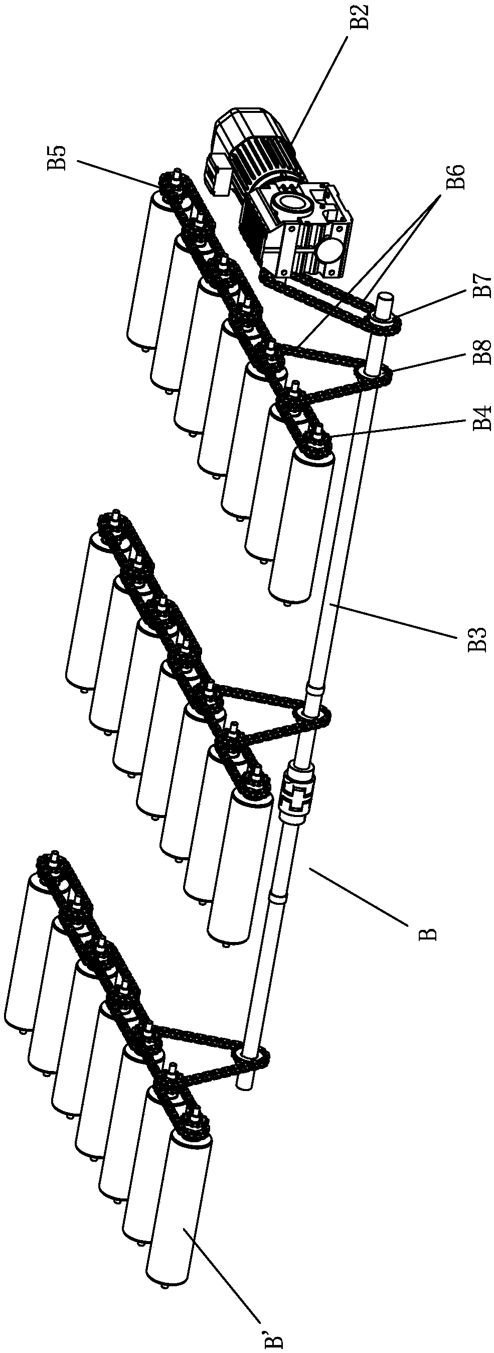 Rail guided vehicle with fork-position transverse transmission function