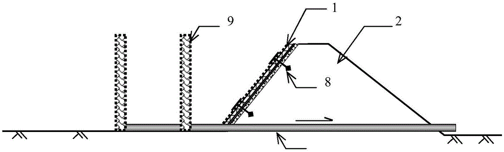 Drainage and anti-seepage system of cofferdam space in dredged mud yard with high water content