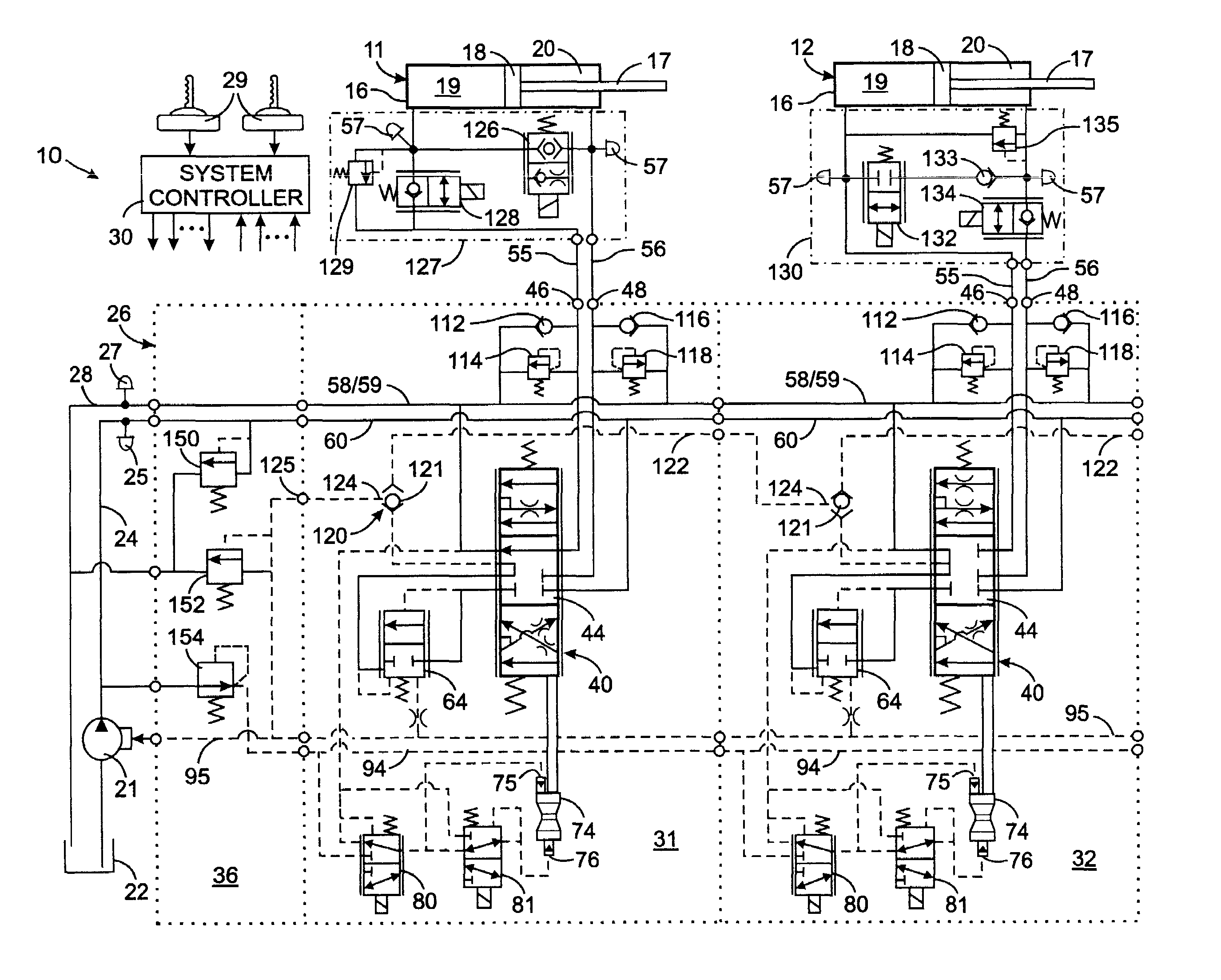 Hydraulic valve assembly with a pressure compensated directional spool valve and a regeneration shunt valve