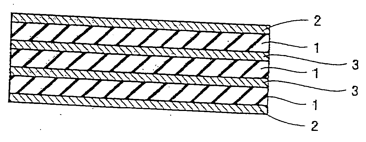 Cushioning material for hot pressing and process for producing the same