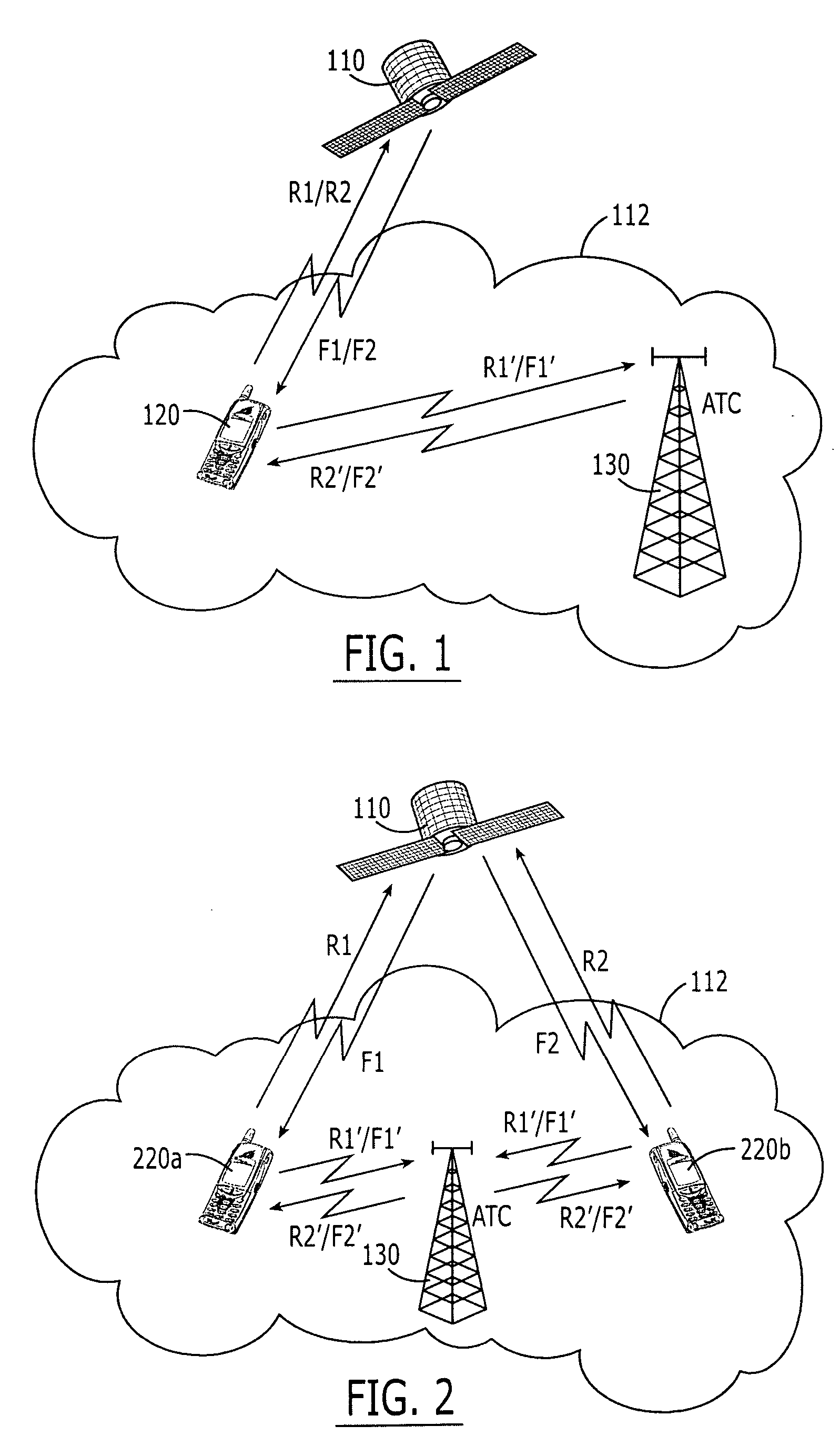 Systems and methods with different utilization of satellite frequency bands by a space-based network and an ancillary terrestrial network