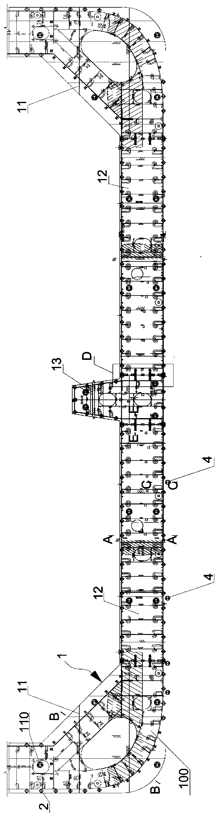 Sealing plate device of half ship floating end surface