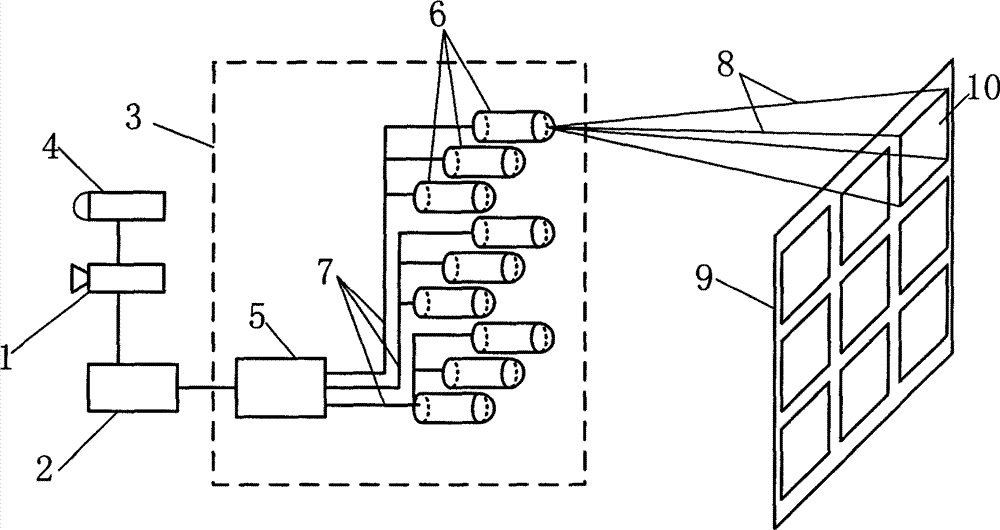 Array light projection device with adjustable images