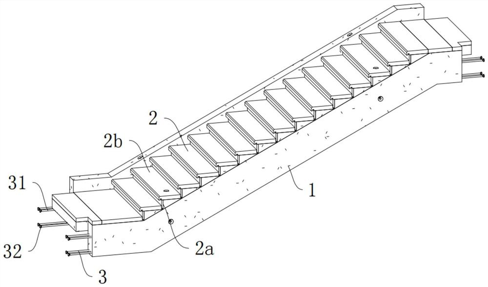 Prefabricated stair and production and construction method thereof