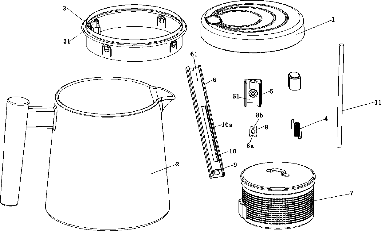 Lifting mechanism and tea making pot comprising same