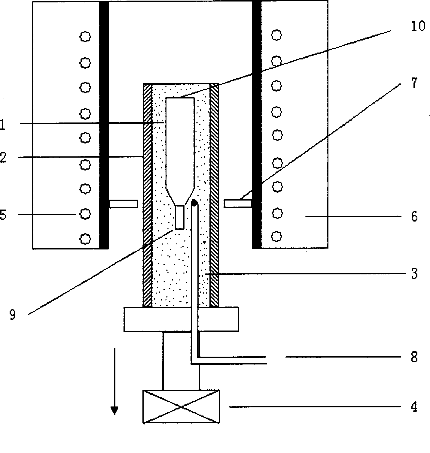 Method of growing near chemical gauge ratio lithium niobate monocrystal using crucible lowering method