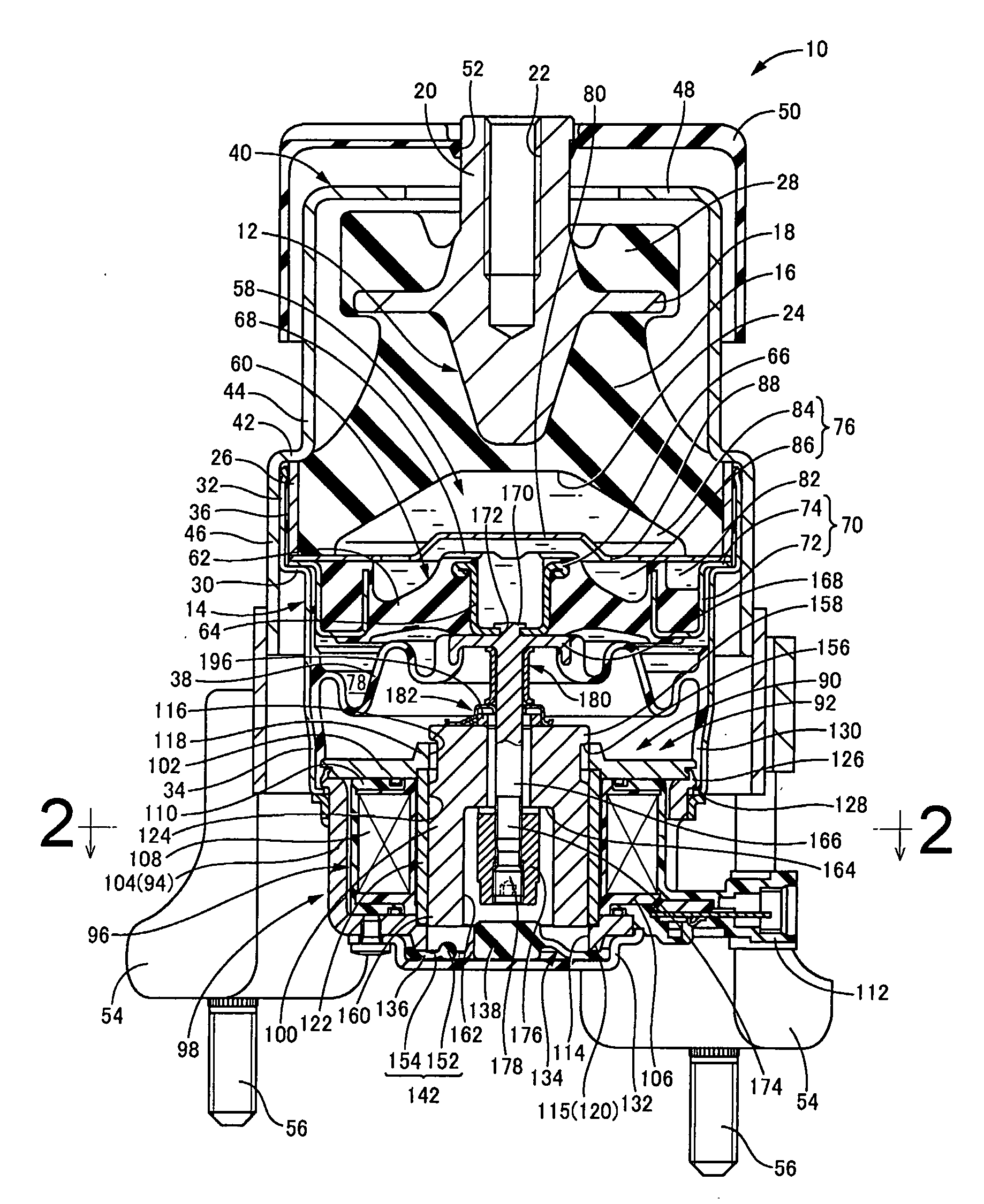 Electromagnetic actuator for active vibration damping device