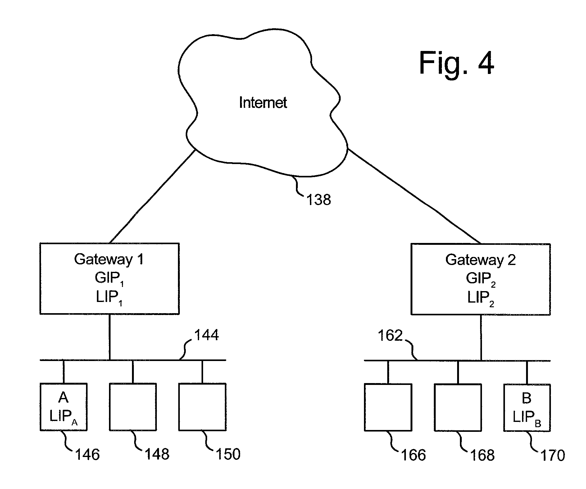 Communication using two addresses for an entity