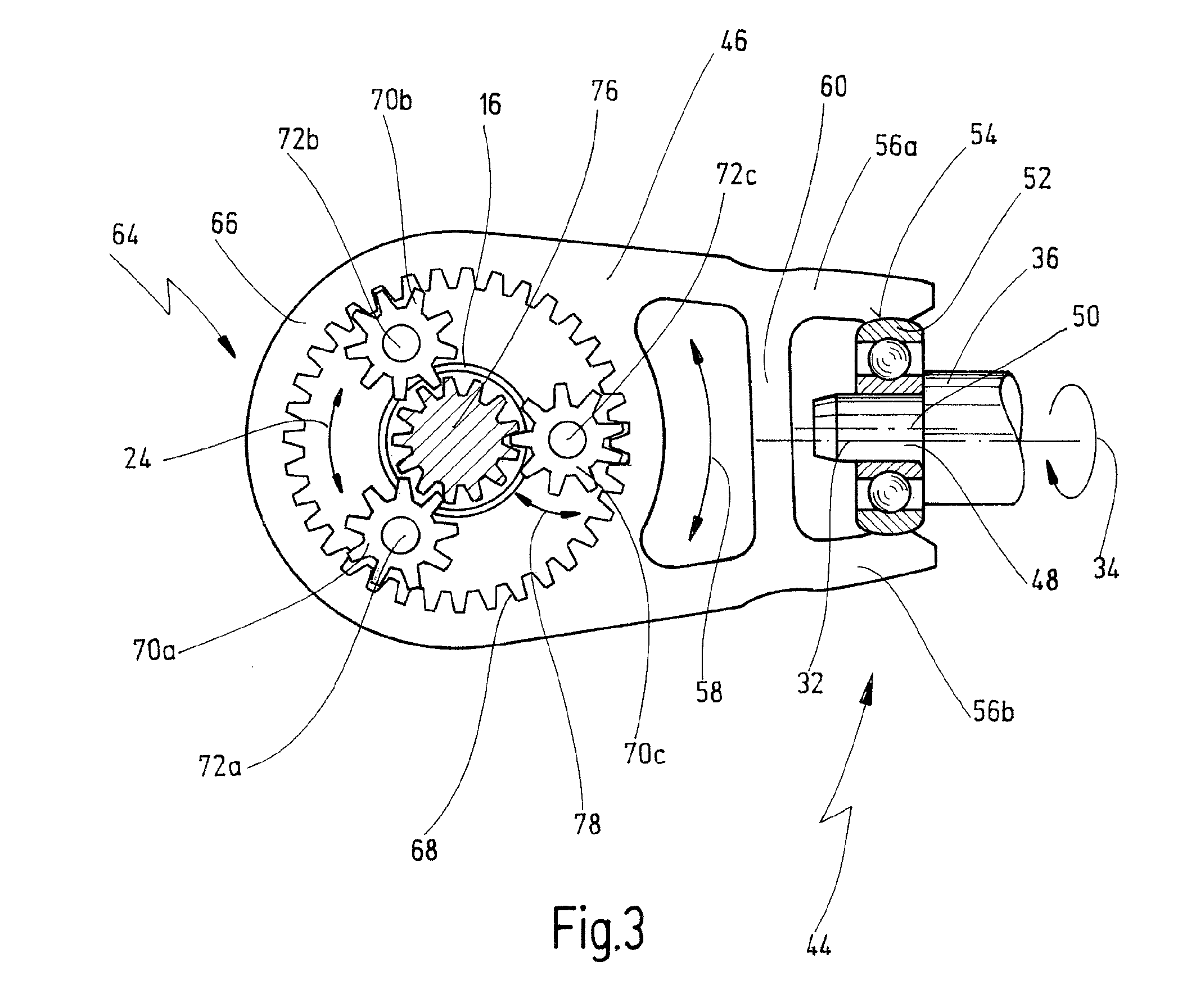 Portable oscillatory power tool with planetary gear