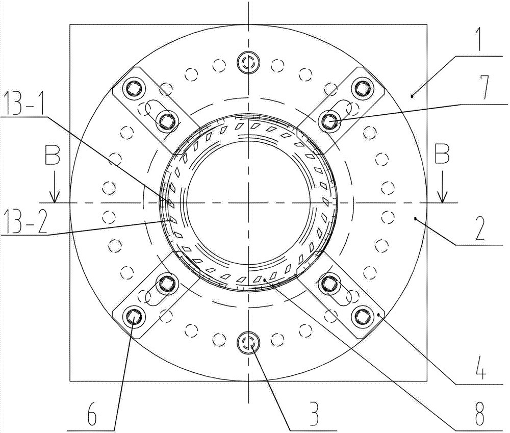 Method for realizing machining of combustion-compression ring bushes by using combustion-compression ring bush cutting clamp